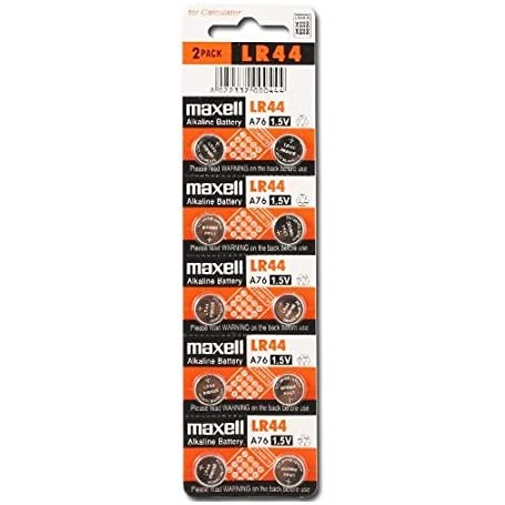 Maxell Pack de 10 Pilas Alcalinas de Boton LR44 1.5V