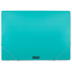 MKtape Carpeta de Solapas Portadocumentos - Cierre de Gomas - Tamaño Folio - Color Verde Pastel