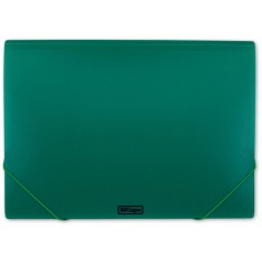 MKtape Carpeta de Solapas Portadocumentos - Cierre de Gomas - Tamaño Folio - Color Verde