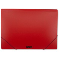 MKtape Carpeta de Solapas Portadocumentos - Cierre de Gomas - Tamaño Folio - Color Rojo