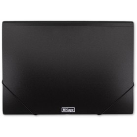 MKtape Carpeta de Solapas Portadocumentos - Cierre de Gomas - Tamaño Folio - Color Negro