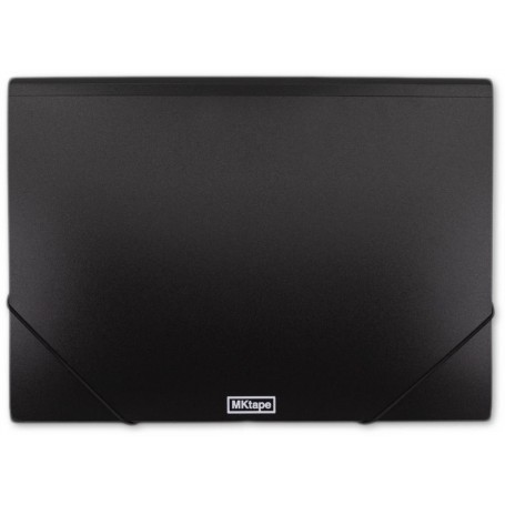 MKtape Carpeta de Solapas Portadocumentos - Cierre de Gomas - Tamaño Folio - Color Negro