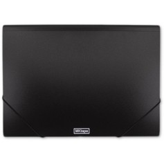 MKtape Carpeta de Solapas Portadocumentos - Cierre de Gomas - Tamaño Folio - Color Negro