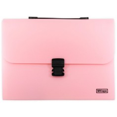 Mktape Carpeta Fuelle de Plastico con 13 Departamentos - Cierre de Broche - Portatarjeta - Color Rosa Pastel