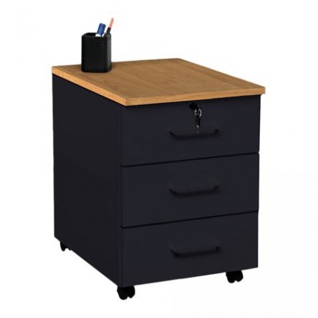 Muvip Cajonera 3 Cajones y Ruedas - Color Negro