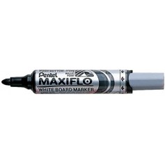 Pentel Maxiflo Rotulador para Pizarra Blanca - Regulacion del Flujo de Tinta - Punta Redonda - Ancho de Linea 2,5mm - 50% de Mat