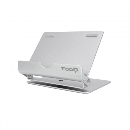 Tooq Soporte de Sobremesa para Tablet hasta 10" - Inclinable y Giratorio - Base Antideslizante - Color Plata