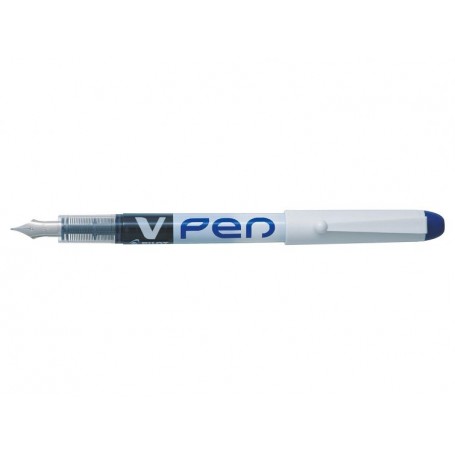 Pilot Pluma Estilografica V-Pen - Desechable - Tinta Liquida Borrable - Punta de Acero - Trazo de 0.5mm - Color Azul