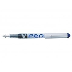 Pilot Pluma Estilografica V-Pen - Desechable - Tinta Liquida Borrable - Punta de Acero - Trazo de 0.5mm - Color Azul
