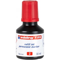 Edding T25 Bote de Recarga para Rotulador Permanente - Capacidad 30ml - Color Rojo