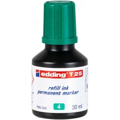 Edding T25 Bote de Recarga para Rotulador Permanente - Capacidad 30ml - Color Verde