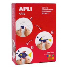 Apli Gomets Redondos con Adhesivo Permanente - Tamaño Ø 13mm - 15400 Gomets por Caja - Ideal para Escuelas y Talleres Infantiles