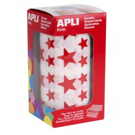 Apli Gomets Estrella Rojos - 12.5mm y 19.5mm - Adhesivo Permanente - 59 Hojas - 2360 Gomets por Rollo - Ideal para Desarrollar H