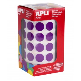 Apli Gomets Redondos Lila Ø 15mm - 59 Hojas Pretroqueladas - 2832 Gomets por Rollo - Adhesivo Base Agua - Normas EN-71 y FSC - D