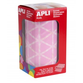 Apli Gomets Triangulares Rosa - Tamaño 20x20x20mm - Adhesivo Permanente - 2832 Gomets por Rollo - Ideal para Actividades Creativ