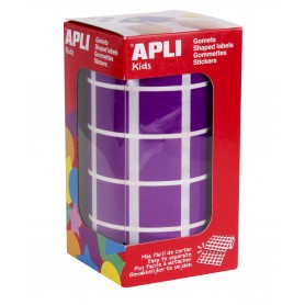 Apli Gomets Cuadrados Lila - 20 x 20mm - 59 Hojas Pretroqueladas - 1770 Gomets por Rollo - Ideal para Escuelas y Talleres Infant