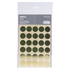 Apli Bolsa de Gomets Redondos Ø 20mm en Color Oro con Adhesivo Permanente - 90 Gomets en 3 Hojas - Ideal para Desarrollar la Psi