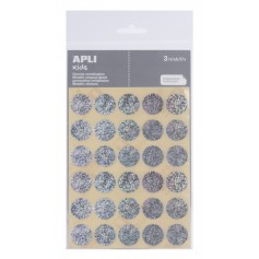 Apli Bolsa de Gomets Redondos Plata Ø 20mm - 90 Unidades - Adhesivo Permanente - Desarrollo de Habilidades y Capacidades - Norma