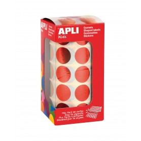 Apli Gomets Redondos Ø 20mm Rojo Metalizado - 59 Hojas Pretroqueladas - 1770 Gomets por Rollo - Ideal para Actividades Creativas