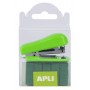 Apli Grapadora Pocket Verde - Tamaño 56mm para Grapas Nº10 - Incluye 2000 Grapas del Mismo Color - Ideal para Escuela y Hogar