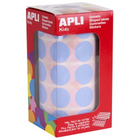 Apli Gomets Redondos Ø 20mm Azul Claro - 59 Hojas Pretroqueladas - 1770 Gomets por Rollo - Ideal para Escuelas y Talleres Infant