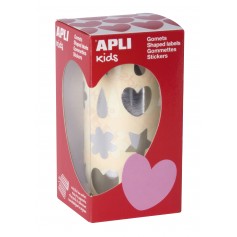 Apli Gomets Formas Surtidas Plata - 720 Gomets por Rollo - Adhesivo Permanente - Facil Separacion